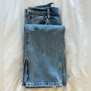 Split hem blue jeans by Abercrombie !! Size 26/2 and high rise fit